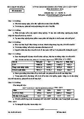 Đề thi chọn học sinh giỏi tỉnh Nghệ An lớp 11 cấp THPT năm học 2015 - 2016 môn thi Địa lí - Bảng B